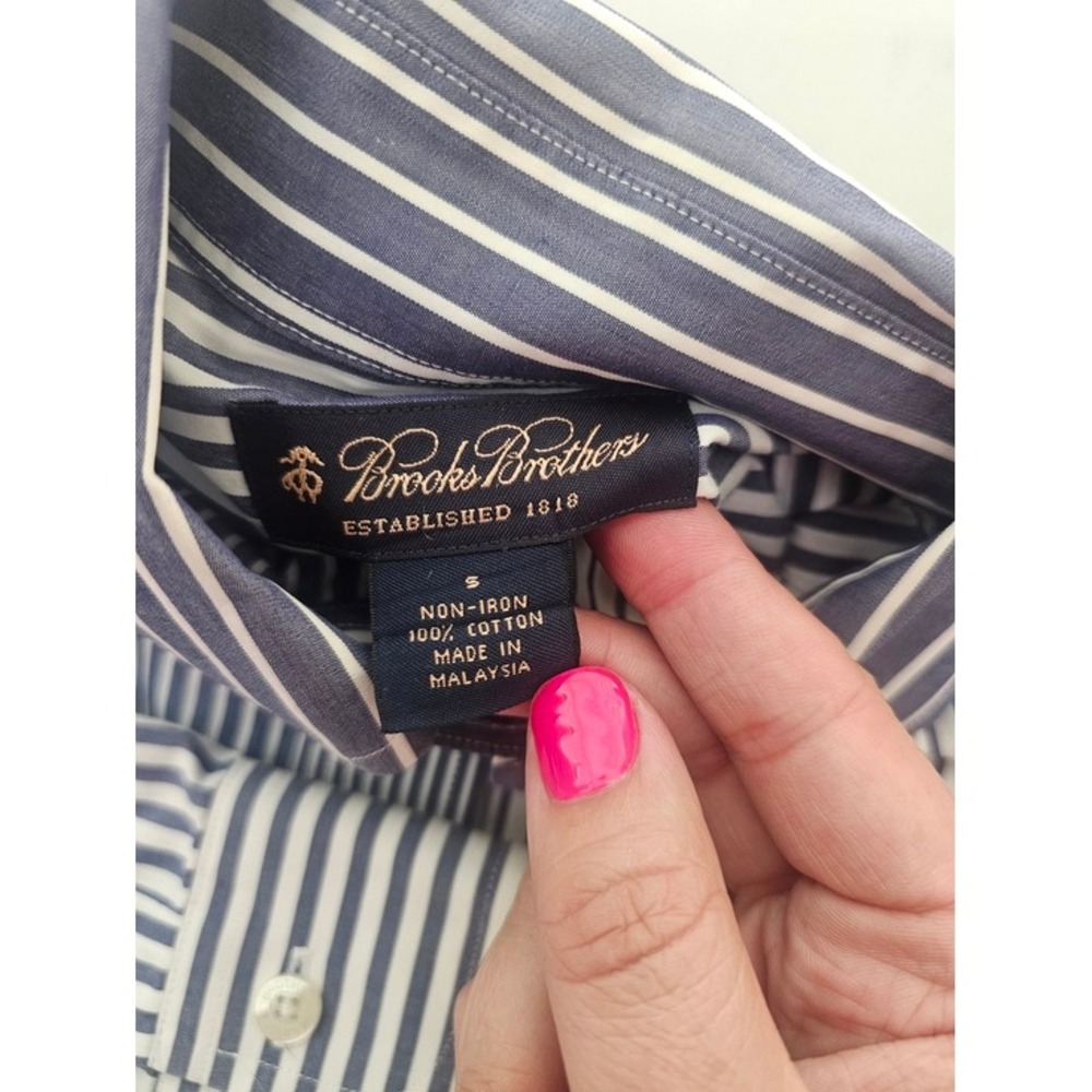 Brooks Brothers Mens S Blue Mixed Stripe Shirt Non-Iron Button Down Fun Shirt ~ - Picture 2 of 8